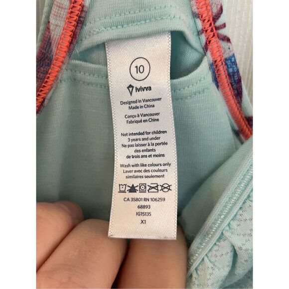 Ivivva Mint green blue Aztec Double Dutch Tank Top size 10 EUC - Picture 4 of 10